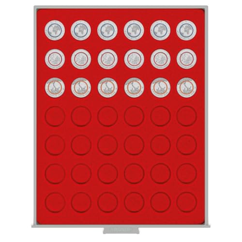Bandeja para monedas de alta gama LINDNER Das Original de 42 hoyos redondos 3