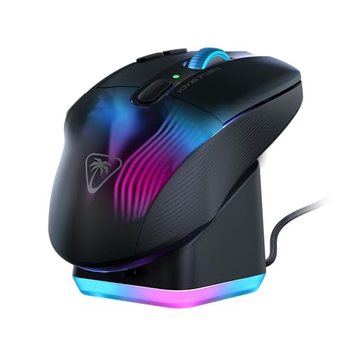 Turtle Beach Kone XP Air – Wireless Customizable Ergonomic RGB Gaming Mouse, Bluetooth, 19K DPI Optical Sensor, 100h Battery & Charging Dock, AIMO RGB Lighting, 4D Wheel – Black