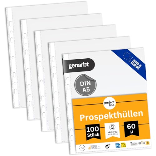 perfect line - 100 Prospekthüllen DIN-A5, 60 my, transparent...