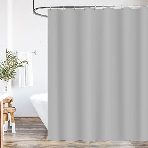 WELTRXE Shower Curtain Mould Proof Mildew Resistant, 180x180cm Light Grey Bathroom Curtain Set With Hooks,…
