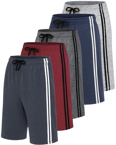 Real Essentials 5-Pack Youth Dry-Fit Active Athletic Basketball Gym Shorts
