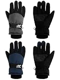 SATINIOR 2 Pairs Kids Waterproof Winter Snow Gloves Ski Gloves for Boy Girl Outdoor Warm Thickening Snowboard(Dark Gray, Dark Blue,10-15 Years)