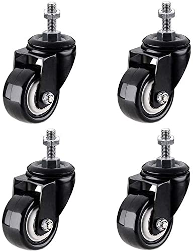 RACKS 4x 2 inches black swivel castors 50mm rubber castor wheel trolley castor with brake 4 replacement castors with M8 / M10 thread (Color : 4×without Brakes, Size : M8x25mm)