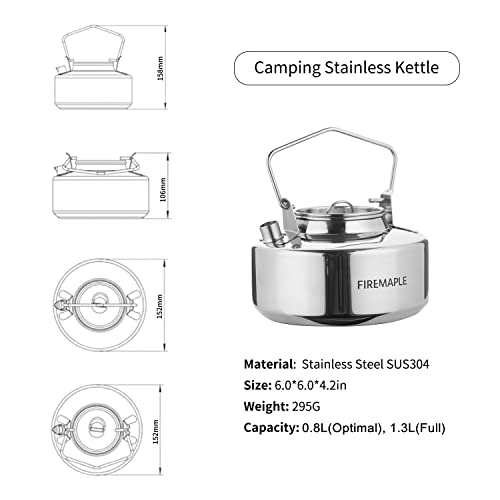 Fire-Maple Antarcti Portable 1 Liter Lightweight Stainless Steel Camping Kettle | Durable And Portable Camp Tea Pot | Ideal For Bushcraft And Outdoor Campfire Use #TOP3