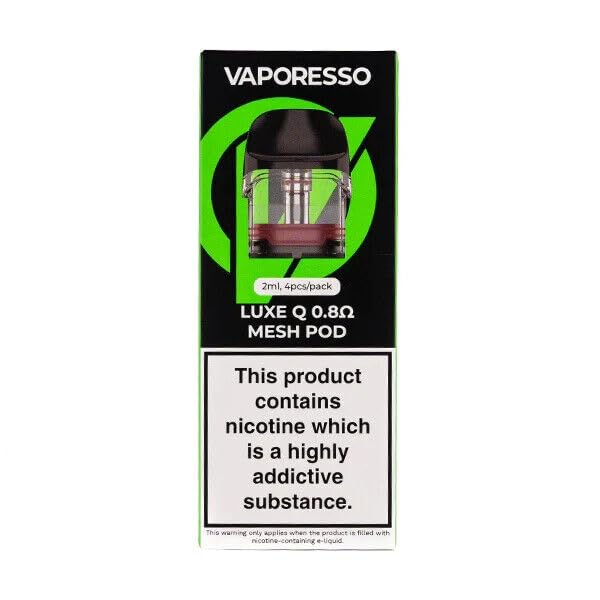 Vaporesso LUXE Q Replacement Pods - 4PK 2ml Pods for LUXE Q & Q2 Kit - No Nicotine (0.8ohm)