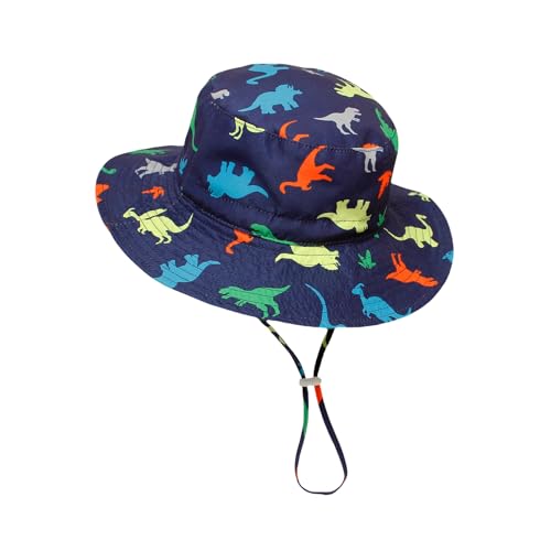 Caviotess Toddler Kids Sun Hat Summer UPF 50+ Outdoor Bucket Hat Cute Dinosaur Wide Brim Beach Hats for Boys Girls