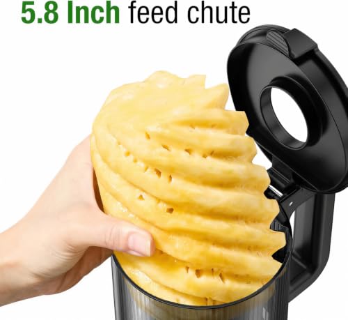 Image of TUUMIIST Cold Press Juicer Machine, 5.8 Inch Extra Large Feed Chute for Whole Fruits, Easy to Clean Slow Juicer, High Yield, BPA Free - Classic White