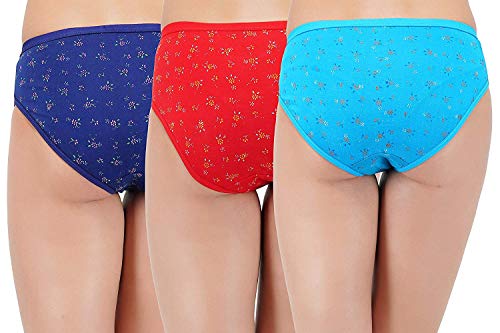 Image of AQUAZZURA Women's Cotton Multicolor Printed Panty | Panties | Bikni (Combo Pack of Three)