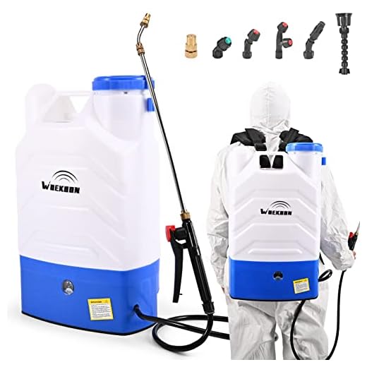 WOEKBON 4 Gallon Battery Powered Backpack Sprayer Electric Garden Pump Sprayer with Lithium Battery for Long Time Spray Brass Telescope Wand and Multiple Nozzles for Spraying Cleaning