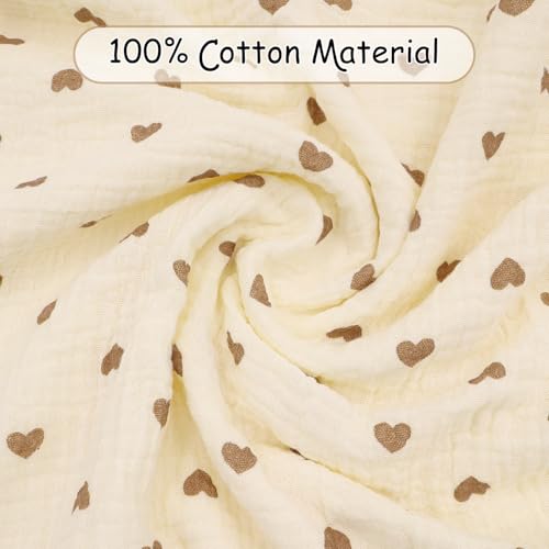 Image of Baby Blanket Double Layer Cotton Muslin, 40x40Inch Soft Minky Blanket with Dotted Backing, Baby Gifts for Girls Boys Toddlers Newborn (Heart)