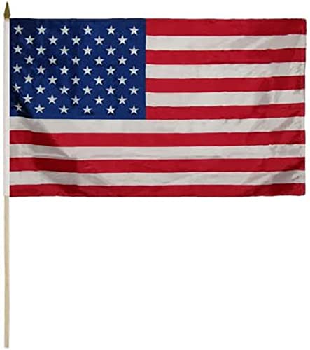 American Classroom Flag 16in x 24in Polyester (36INCH WOODEN STAFF)