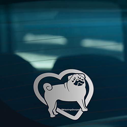 HastingsDesigner LOVE PUG S2 Dog Funny Car Window Bumper o Laptop Vinilo Pegatina (Plata) Cover