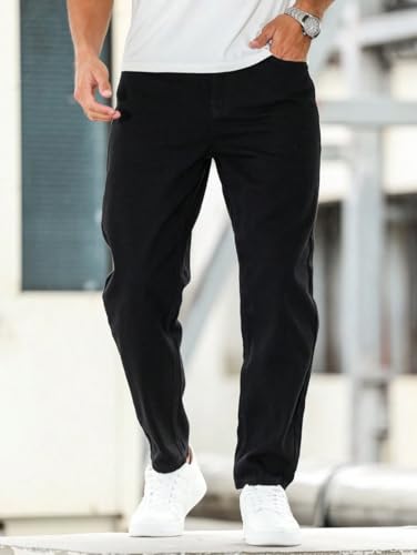 Image of Men's Slim Relaxed Fit Mid Rise Tapered Fit Non-Stretch Denim Jeans | Cotton Blend Casual 5 Pocket Denim Jeans for Men