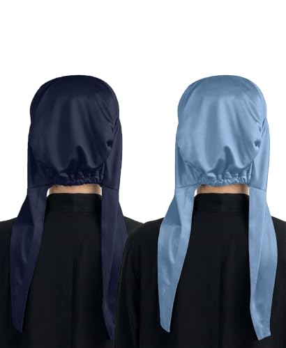 Image of Mehar Women's Hair Ponytail Cap Set of 2 | Soft Stretchable Polyester Hijab Inner Cap | Adjustable Tie-Back | Scarf & Helmet Inner | One Size Fits All