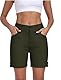 MoFiz Damen Shorts Leichte Schnelltrocknend Atmungsaktiv Wanderhose Outdoor Sport Cargohose Sommer Bermuda Freizeit Kurze Hose Hellgrün-A M