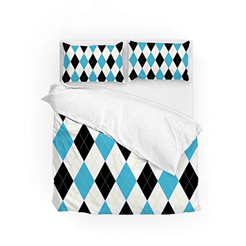 Parure de lit motif treillis en polyester résistant pour lit simple
