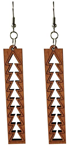 45mm Natural Wood Carved Hawaiian Polynesian Dangle Dangling Hypoallergenic Surgical Steel Hook Earrings