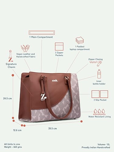 ZOUK Women's Office Essential Jute Vegan Leather Aravalli Abstract - Image 6