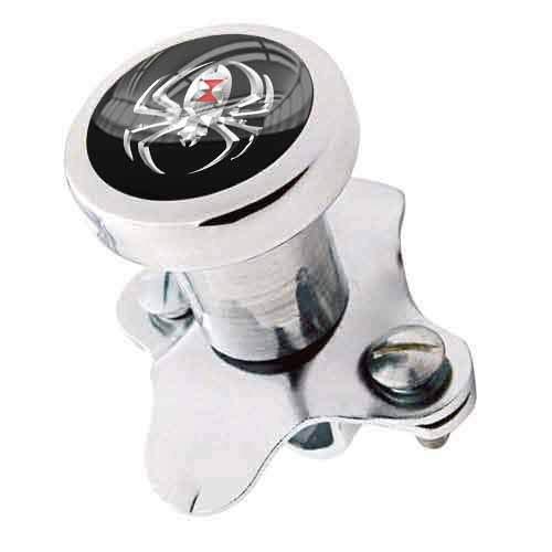 TrickToppers Billet Aluminum Polished Steering Wheel Spinner Suicide Brody Knob for Hot Rod Customs Car Truck SUV Tractor Trailer Big Rig Boat and More - Vintage Silver Black Widow Spider