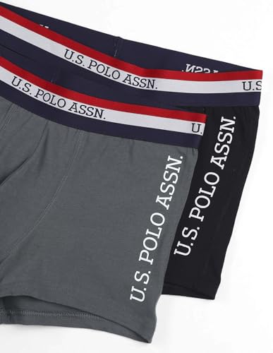 Image of U.S. Polo ASSN. Mens ET002 Anti Microbial Branded Stretch Cotton Underwear Trunk -Pack of 2