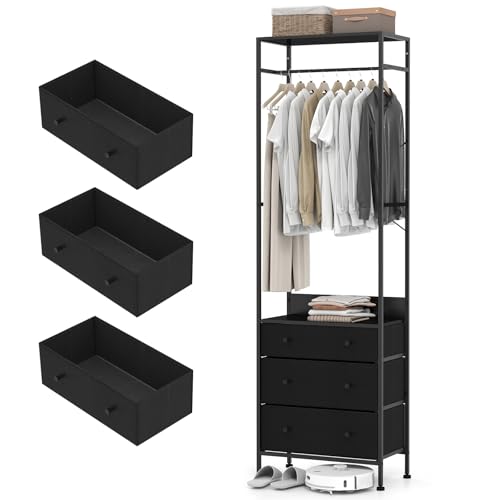 HOMASIS Kleiderständer mit 3 Schubladen & Ablage, offener...