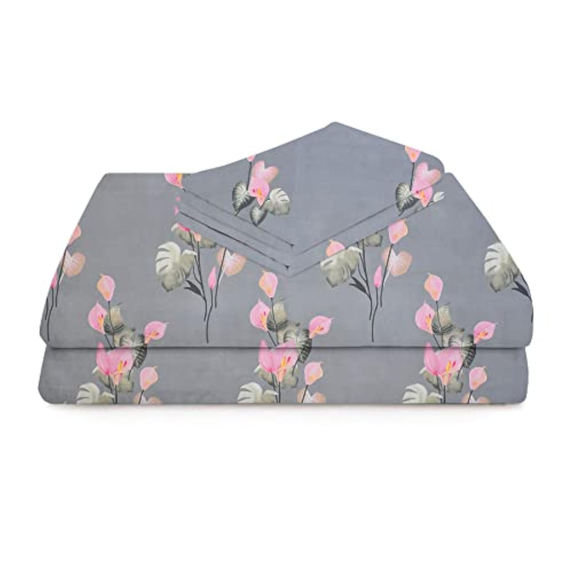 Valancia Collections Microfiber Bedsheet for Double Bed, Floral Design