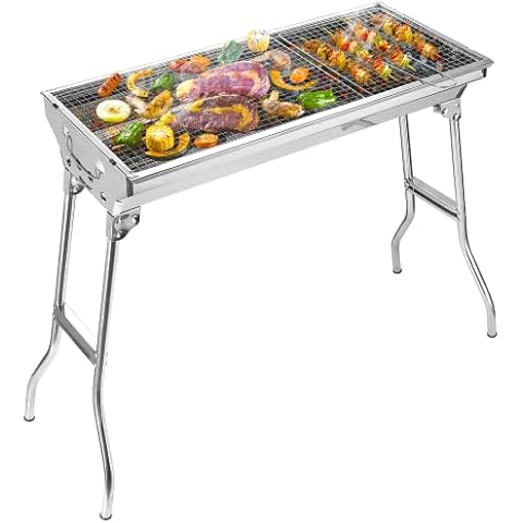 GRANDMA SHARK BBQ Grill, Stainless Steel Barbecue Grill with Stand, Foldable and portable outdoor charcoal bbq, suitable for 5-10 People (Round-vent) Cover
