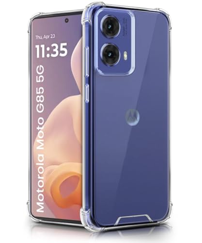 Image of WOW IMAGINE Ultra-Hybrid Crystal Clear Back Case for Motorola Moto G85 5G | Shockproof Design | Camera Protection Bump | Hard Clear Mobile Back Cover with Cushioned Edges - Transparent