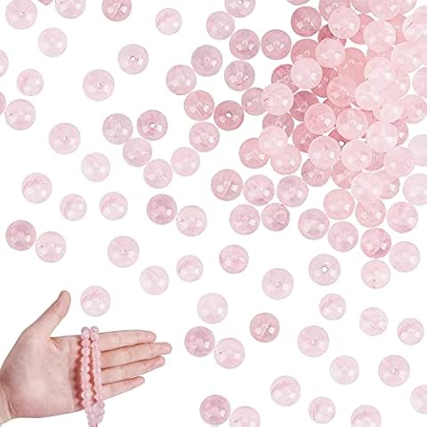 Natural Rose Quartz Beads Approximately 184 Pieces 4mm Pink Semi-Precious Stones Pink Quartz Gemstone Beads Beads for Threading Frosted Natural Rose Quartz Bead Strands for Bracelet Necklace Jewelry Cover