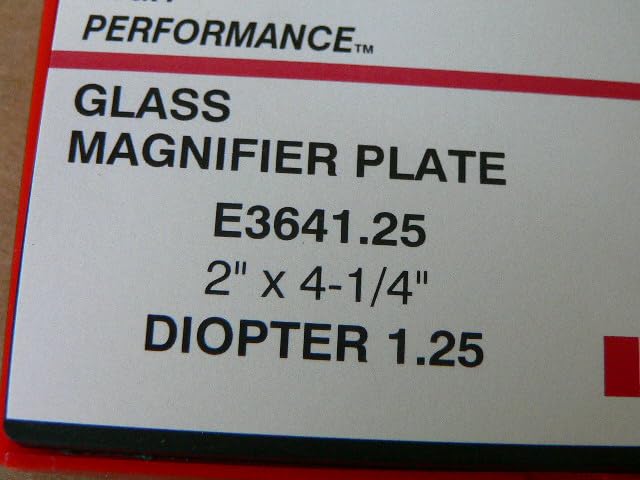 North Safety Glass Magnifier Plate E3641.25 2 X 4.25 Diopter 1.25