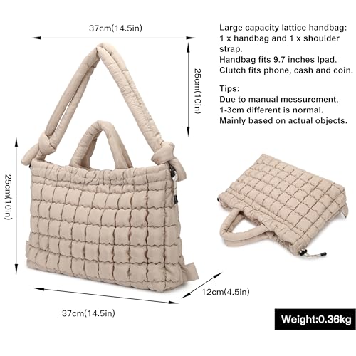 Bolso tote acolchado grande liviano para mujer miniatura 3