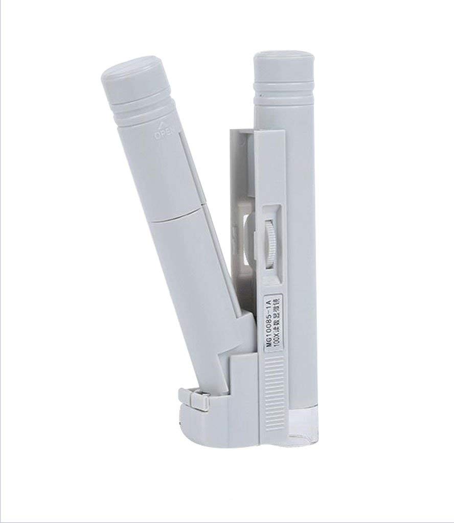 Lupa de Mano portátil Plegable X40 X80 X100X150 Luz LED Microscopio de Lupa de Gran Aumento para investigación científica Lupa iluminada (Color: X40) (X80)