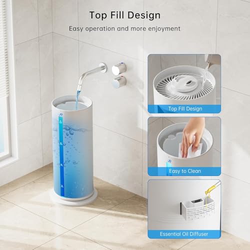 2.1Gal/8L Smart Humidifier Large Room, Top Fill Humidifiers for Bedroom with Diffuser, 7 Color Lights,16H Timer, Auto Mode, APP Remote Control, 4 Levels Cool Mist Air Humidifier for Plants Home - image 9