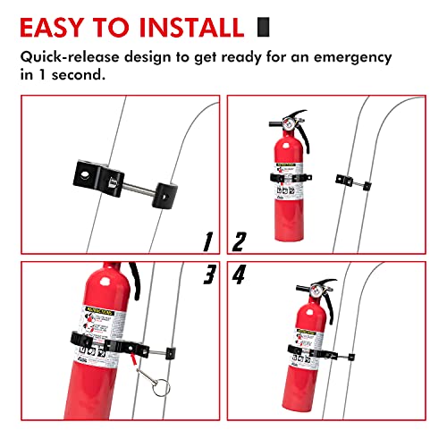 1PCS Fire Extinguisher Mount, EBESTauto Compatible for Adjustable Jeep Fire Extinguisher Bracket Fit for 3 Inch or 3.25 Inch Fire Extinguisher Bottle Bracket fit for UTV with 1.75''-2'' Round