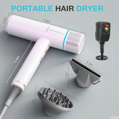 Image of Ionic Hair Dryer with Diffuser and Concentrator, Professional Lightweight Quiet Blow Dryer, Powerful 1600 Watt Motor for Fast Drying and Straight & Wavy Hair, 3 Temps /2 Speeds, 6.56 Ft Cord, White