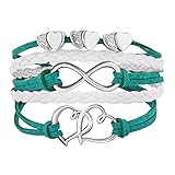 LovelyJewelry Leather Wrap Bracelets Girls Double Hearts Infinity Rope Wristband Bracelets