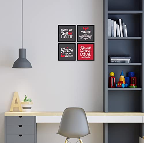 Image of ArtX Paper Motivational Gym Exercise Quotes Wall Art Painting, Framed Paintings For Home Office Decor 20 X 20 inches (Combined), 10.0 X 10.0 each, Multicolor Posters With Frame, Set of 4