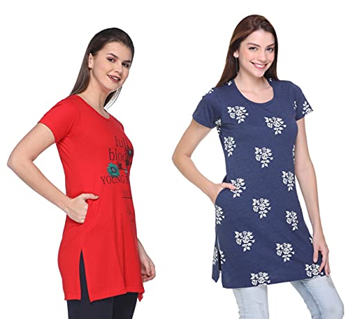 Image of In Love Women's Plus Size Cotton Printed T-Shirt with Pocket - Combo Pack of 2