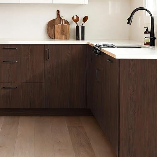 Image of TEKCOOL Peel and Stick Wallpaper Wood Contact Paper Woods Wallpaper Cherry red Wood Grain Contact Paper Thicken Textured for Cabinets and Drawer Countertops Waterproof Self Adhesive Vinyl(45x300-3pc);