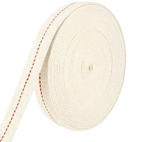 KEJOL Mecha de Algodón Plana para Lámparas de Aceite, 2 Metros de Largo, 2.5 cm de Ancho, Recambio para Farolas de Queroseno, Velas y Lámparas de Parafina