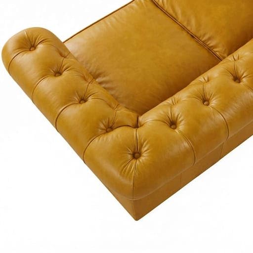Image of Modern Classic Design Leatherette Luxury Chester Sofa Set with Button Tufted, Sofa for Living Room Home, Office and Lobby (Yellow, 4 Seater Sofa)