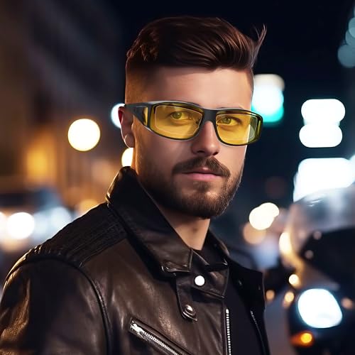 Night Driving Glasses for Men & Women - Polarized Anti Glare Fit Overs with Wrap-Around HD Yellow Lens2