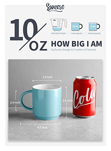 Sweese 616.003 Stackable Coffee Cups - 10 Ounce For Specialty Coffee Drinks, Cappuccino, Cafe Mocha, Latte And Tea, Set Of 6, Cool Assorted Colors #TOP1