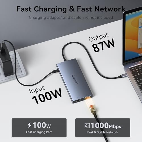 Image of USB C Docking Station Dual Monitor, ABIWAZY 15 in 1 Laptop Docking Station | 8K DP, Dual HDMI 4K@60Hz, 1Gbps Ethernet, 100W PD, Screen Button, USB-C Data Ports&SD /Micro SD, USB C Hub for HP /Delll /Lenovo