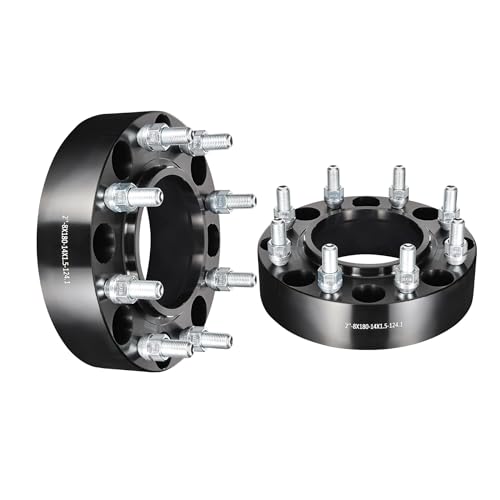 EVIL ENERGY 8x180 Wheel Spacers 2 for Chevy Silverado 2500 2011-2018 124.1 mm Hub Bore Hubcentric Wheel Spacers with Lip 8 Lugs M14x1.5 Studs Black 2 pcs