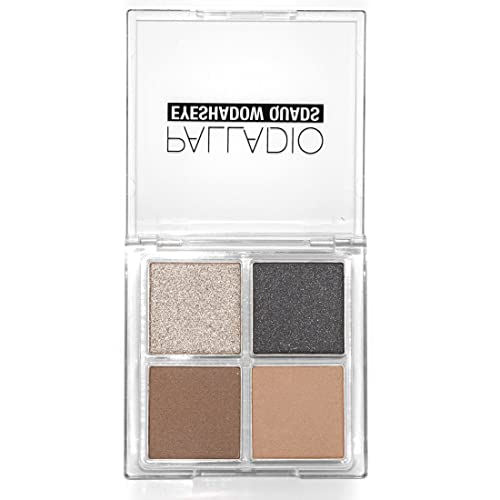 Palladio Eyeshadow Quads, Velvety Pigmented Blendable Matte, Metallic & Shimmer Finishes, Creamy Formula, Four Way Quad Eye Shadow Palette, Talc-Free (Party Rocker) #TOP3