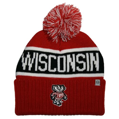 Franchise Club Unisex Wisconsin Warrior Knit Hat with Pom Red