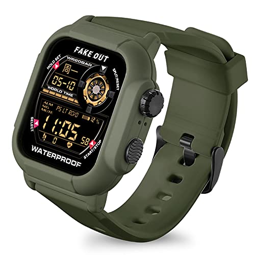 Waterproof Smart Watch Band For Apple Watch Series 4 6 5 Se 44Mm With Impact Resistant Case, Bumper Cover With Soft Silicone Strap Shock Drop Proof Men Women Military Sport (Green, 44Mm) #TOP20
