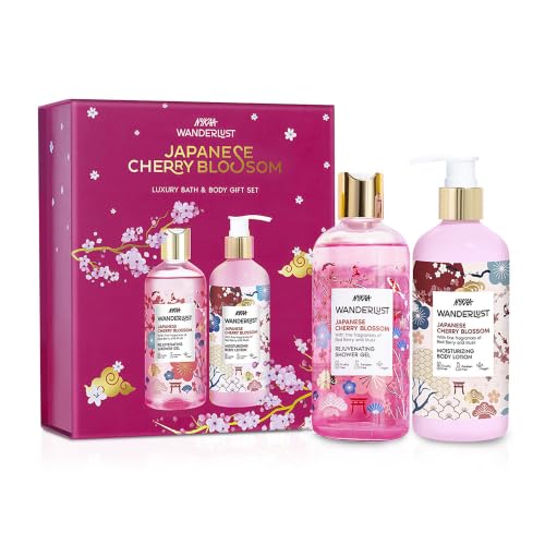 Image of Nykaa Wanderlust Japanese Cherry Blossom Gift Set Of 2 For Women | Luxury Body Wash & Lotion Combo | Rakhi & Festive Gift Set For Sister | Premium Luxury Gifting Combo For Her