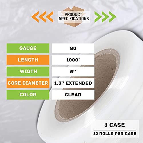 Psbm Mini Stretch Wrap With Handles, 12 Pack, 5 Inch X 1000 Feet, 80 Gauge, Clear Plastic Cling With Pre Attached Handles #TOP3